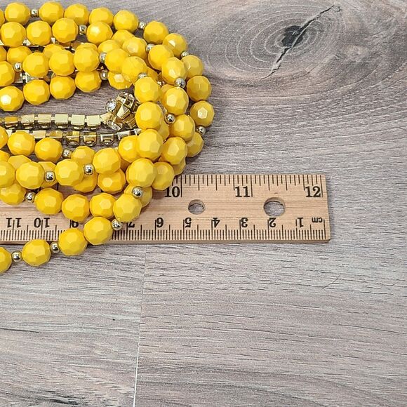 Simple Addiction Beaded Multi Strand Necklace Yellow Rhinestones Gold Tone - Picture 4 of 4